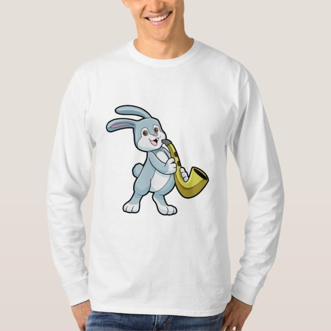 Bunny at Music with Saxophone T-Shirt (Front)