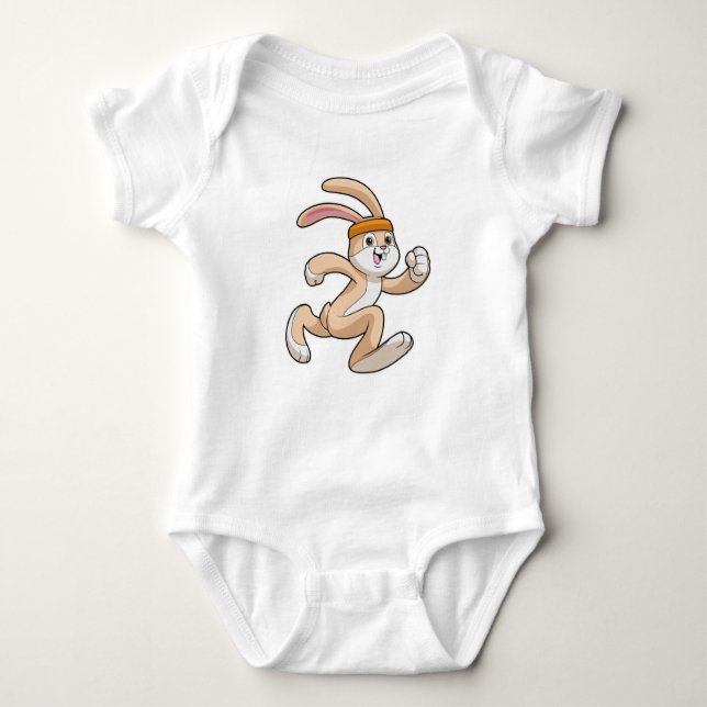 Bunny at Running with Headband Baby Bodysuit (Front)