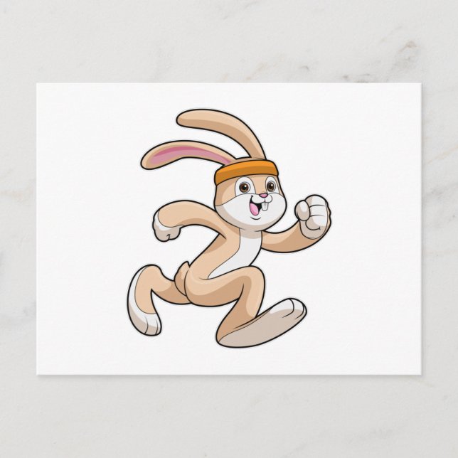 Bunny at Running with Headband Postcard (Front)