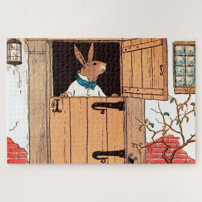 bunny at the door jigsaw puzzle (Horizontal)