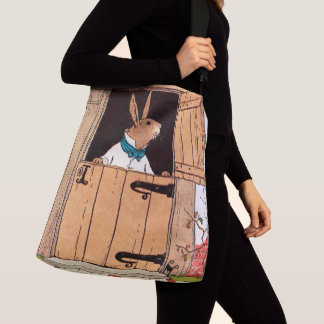bunny at the door print crossbody bag