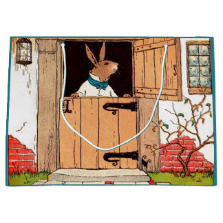 bunny at the door print large gift bag