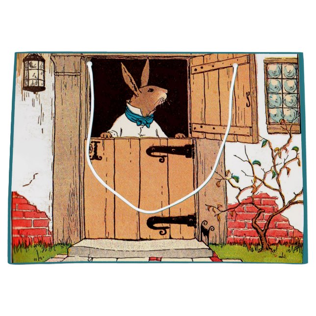 bunny at the door print large gift bag (Front)