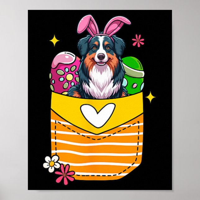 Bunny Australian Shepherd Easter Chocolate Eggs In Poster (Front)