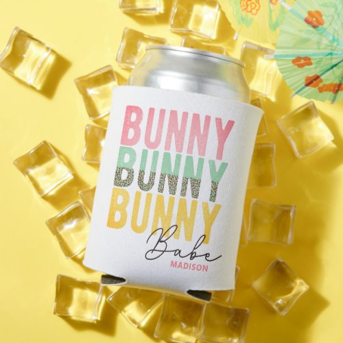 Bunny Babe Cute Modern Girly Easter Personalized Can Cooler