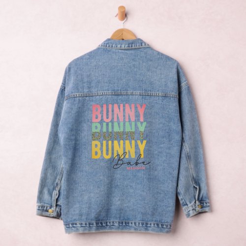 Bunny Babe Cute Modern Girly Easter Personalized Denim Jacket