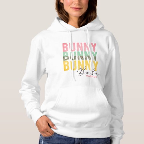 Bunny Babe Cute Modern Girly Easter Personalized Hoodie