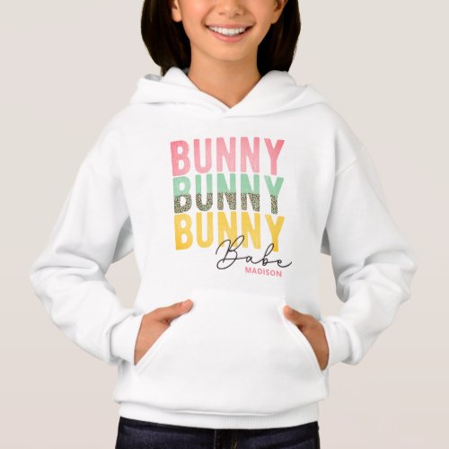 Bunny Babe Cute Modern Girly Easter Personalized Hoodie