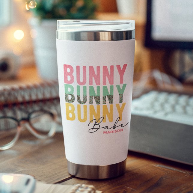 Bunny Babe Cute Modern Girly Easter Personalized Insulated Tumbler (Creator Uploaded)
