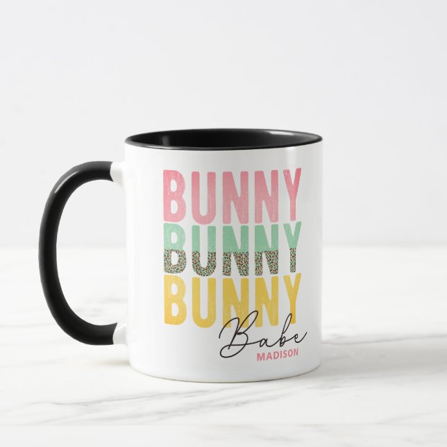 Bunny Babe Cute Modern Girly Easter Personalized Mug (Left)