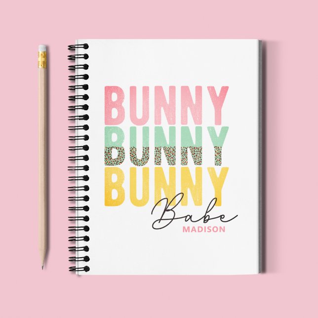Bunny Babe Cute Modern Girly Easter Personalized Notebook (Creator Uploaded)