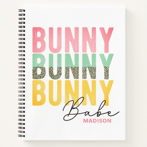 Bunny Babe Cute Modern Girly Easter Personalized Notebook