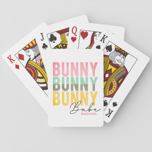 Bunny Babe Cute Modern Girly Easter Personalized Playing Cards