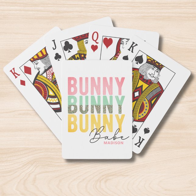 Bunny Babe Cute Modern Girly Easter Personalized Poker Cards (Creator Uploaded)