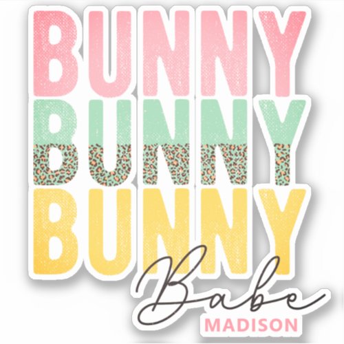 Bunny Babe Cute Modern Girly Easter Personalized Sticker