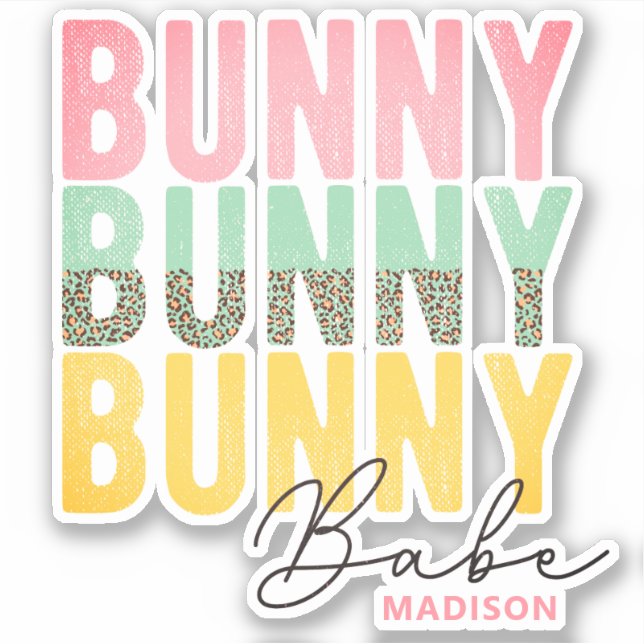 Bunny Babe Cute Modern Girly Easter Personalized Sticker (Front)
