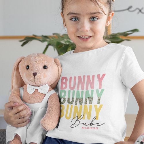 Bunny Babe Cute Modern Girly Easter Personalized T_Shirt