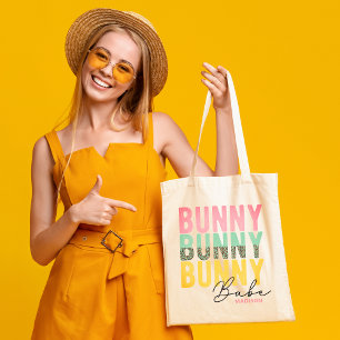 Bunny Babe Cute Modern Girly Easter Personalized Tote Bag