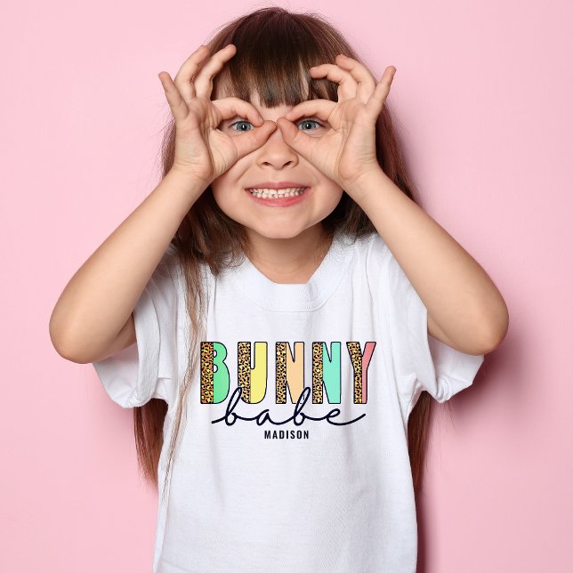 Bunny Babe Modern Easter Typography Personalized T-Shirt (Creator Uploaded)