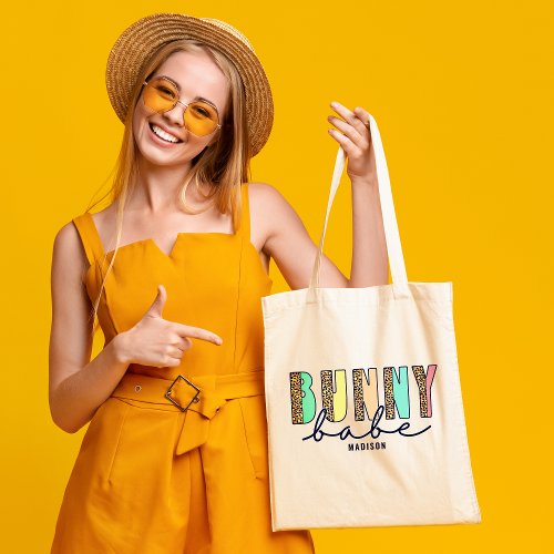 Bunny Babe Modern Easter Typography Personalized Tote Bag
