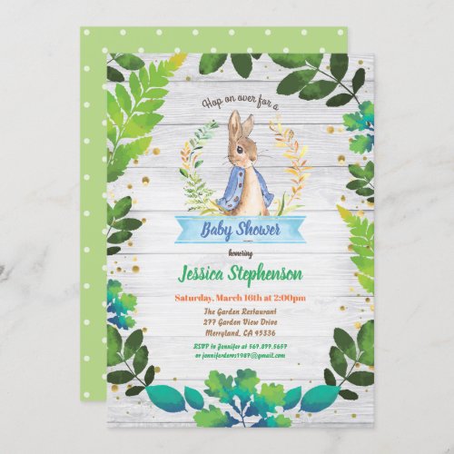 Bunny baby boy shower invitation Spring Easter Invitation