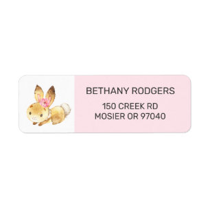 Bunny Baby Girl Shower Envelope Return Address Label