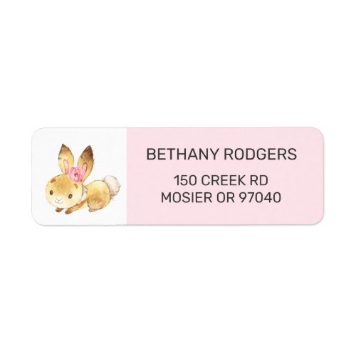 Bunny Baby Girl Shower Envelope Return Address Label
