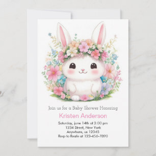 Bunny Baby Girl Shower Invitation