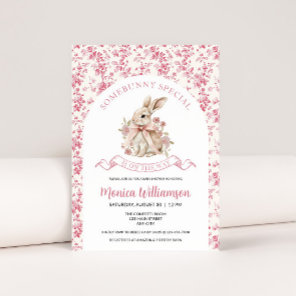 Bunny Baby Girl Shower Invitation Toile