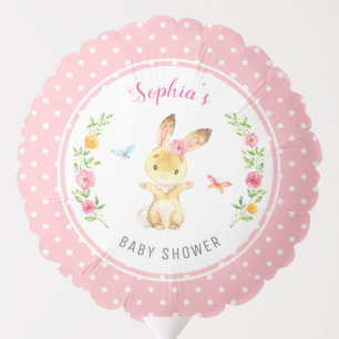 Bunny Baby Girl Shower Pink Sprinkle Cute Floral Balloon