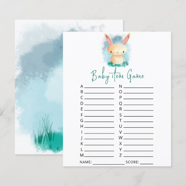 Bunny Baby Item Game. Baby Shower Game (Front/Back)