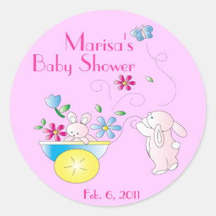 Bunny Baby Personalized Baby  Shower Stickers