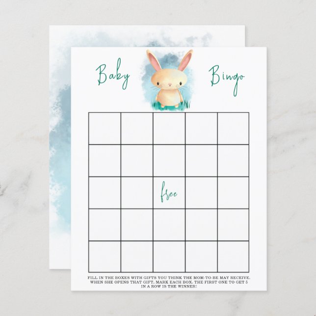 Bunny Baby shower bingo game (Front/Back)