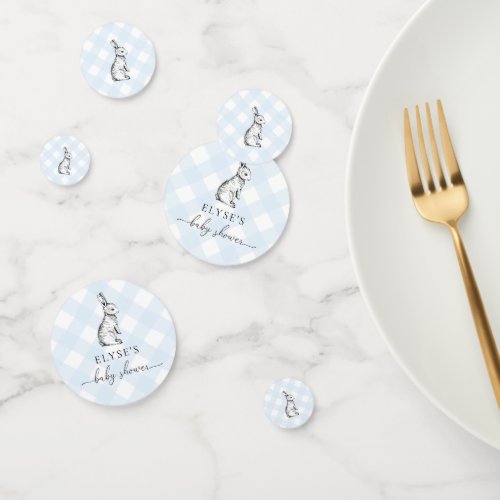 Bunny Baby Shower Blue Gingham Table Confetti
