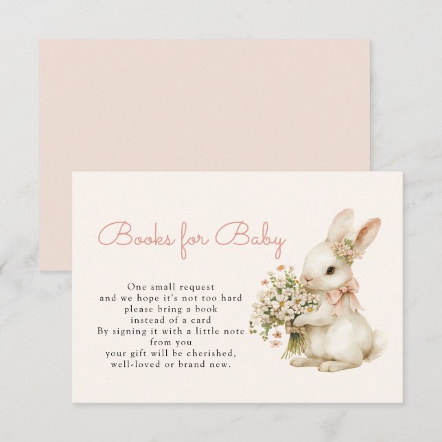 Bunny Baby Shower Books for Baby Enclosure Card (Front/Back)
