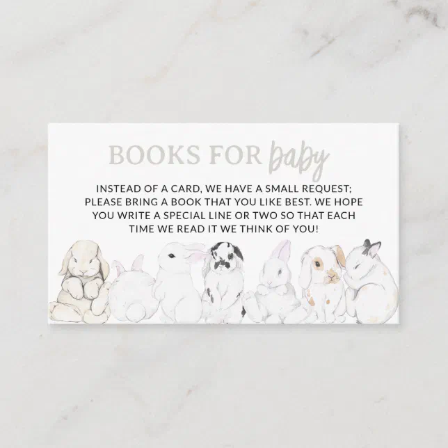 Bunny Baby Shower Books For Baby Library Enclosure Card | Zazzle