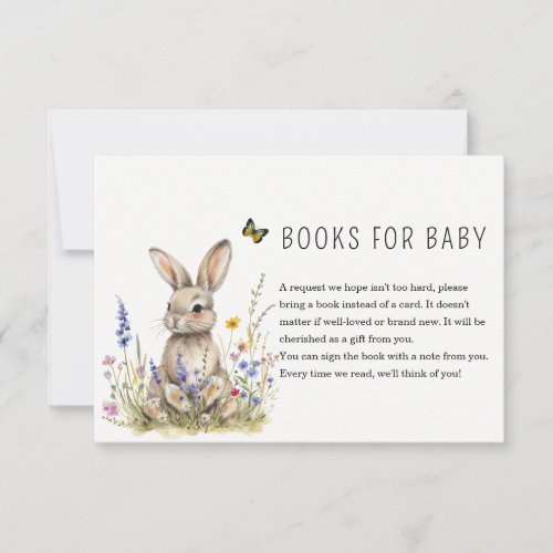 Bunny Baby Shower Books Request card