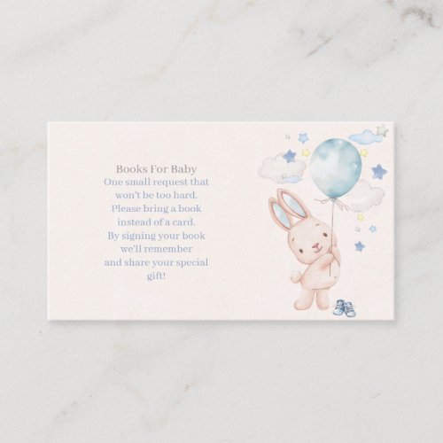 Bunny Baby Shower Boy Books for baby Enclosure Card