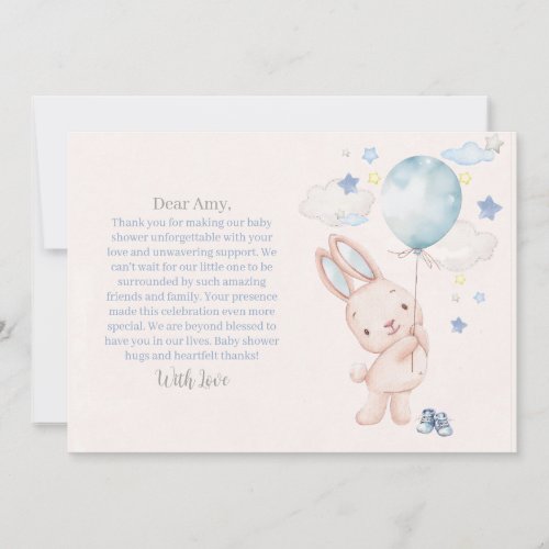 Bunny Baby Shower Boy Thank You Card