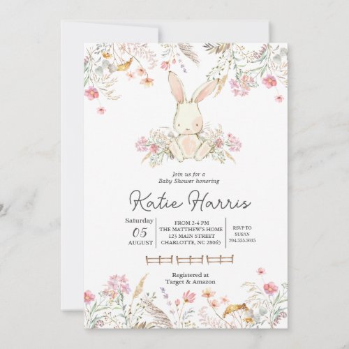 Bunny Baby shower bunny baby Invitation