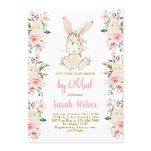 Bunny baby shower by mail girl invitation
