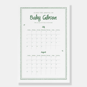 Bunny Baby Shower Due Date Calendar Game Sign