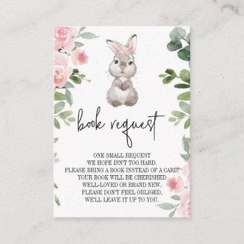 Bunny Baby Shower Floral Book Request  Enclosure Card