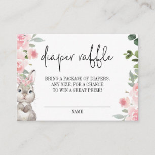 Bunny Baby Shower Floral Diaper Raffle  Enclosure Card
