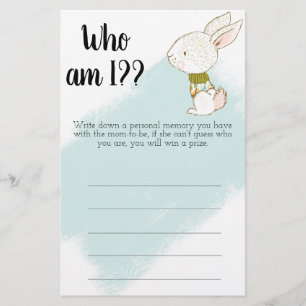 Bunny Baby Shower Game - How am I? Flyer