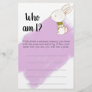Bunny Baby Shower Game - How am I mom and dad Flyer