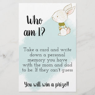 Bunny Baby Shower Game - How am I mom and dad Flyer