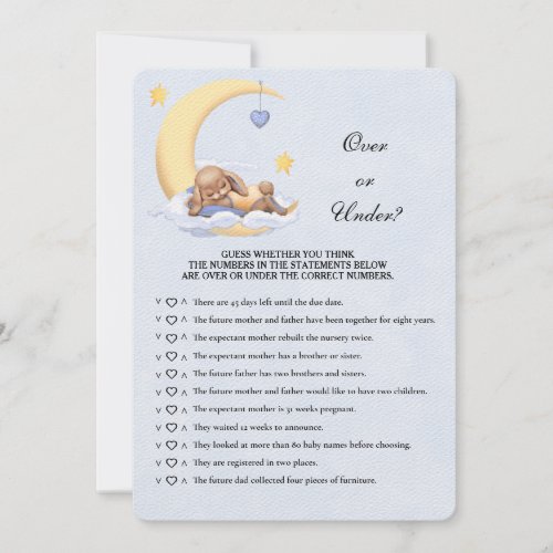 Bunny Baby Shower Game Over or Under Invitation