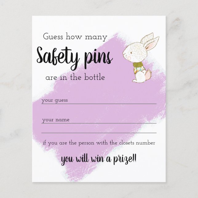 Bunny Baby Shower Game - Safety pins Flyer (Front)