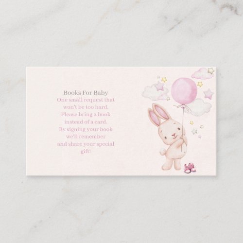 Bunny Baby Shower Girl Books for baby Enclosure Card